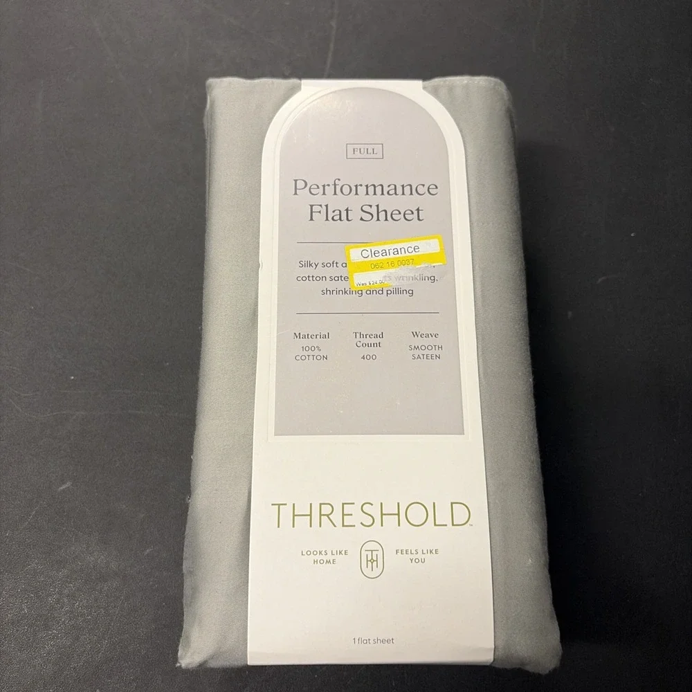 Full 400 Thread Count Performance Flat Sheet Gray - Threshold: Cotton 20521